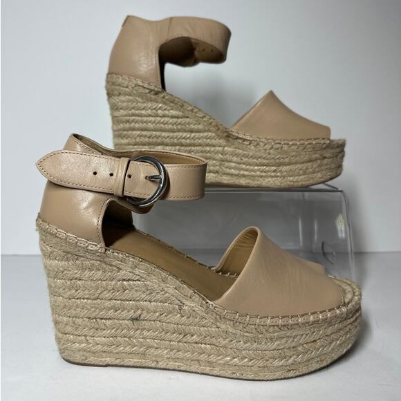 Marc Fisher Alita Platform Wedge Espadrille Sandals Size 8 Leather Boho Summer - Picture 1 of 10